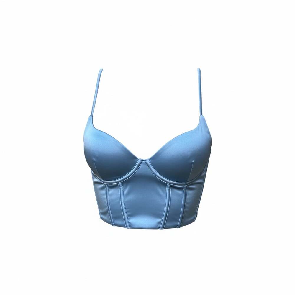 White Fox Boutique Acacia Satin Corset Crop Top in Ice